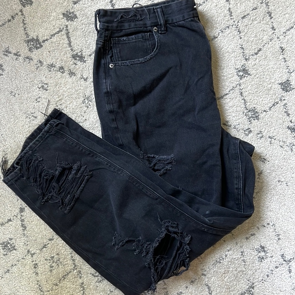 AE High Rise Distressed Mom Jeans
